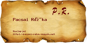 Pacsai Réka névjegykártya